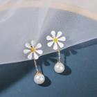 Flower Faux Pearl Ear Stud 1 Pair - A229 - Daisy - White - One Size