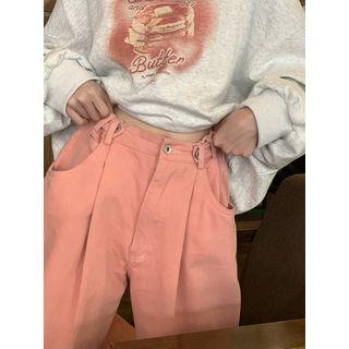 High Waist Wide Leg Jeans Pink - One Size