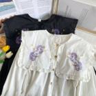Embroidered Sailor-collar Loose Shirt