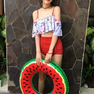 Floral Print Cold Shoulder Bikini