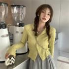 Long-sleeve Collar Crinkle Top