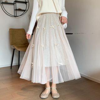 Glitter Maxi A-line Mesh Skirt