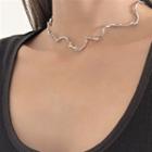 Wavy Sterling Silver Choker Xl1413 - Silver - One Size