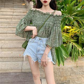 Floral Off-shoulder Loose-fit Blouse