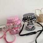 Gingham Paneled Animal Pvc Bucket Bag