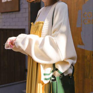 Dolman-sleeve Contrast-trim Cardigan
