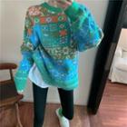 Patterned Sweater Blue & Green - One Size