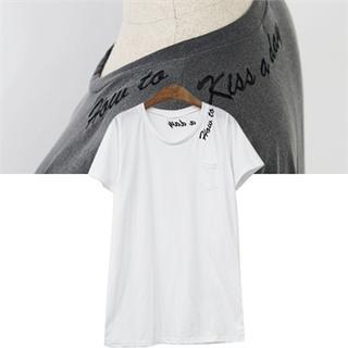 Lettering Embroidered T-shirt