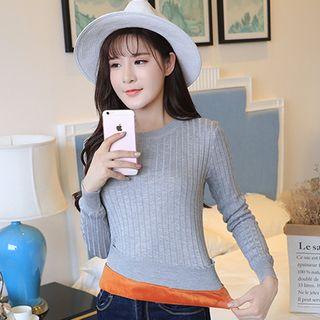 Fleece-lined Rib-knit Sweater