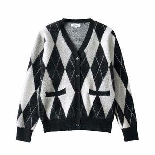 Long Sleeve Argyle Loose-fit Sweater