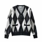 Long Sleeve Argyle Loose-fit Sweater