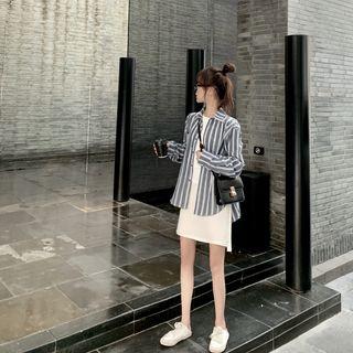 Set: Shirt + Sleeveless Mini Shift Dress