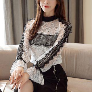 Color Block Lace Blouse