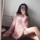 Furry Oversized Sweater Pink - One Size