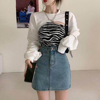 Cropped Pullover / Zebra Print Tank Top
