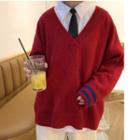 Long-sleeve Shirt / Contrast Trim Sweater