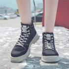 Letter Canvas Platform Lace-up High-top Sneakers