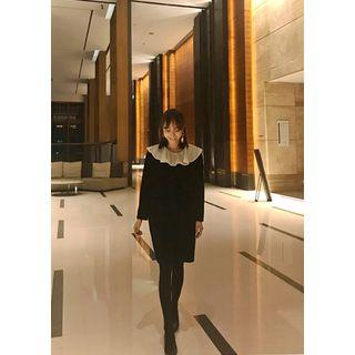 Frilled-collar Velvet Dress