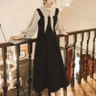 Set: Long-sleeve Blouse + Midi Jumper Dress