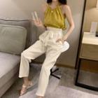 Halter-neck Shirred Top / Straight-cut Pants