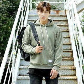 Hooded Kangaroo-pocket Colored Pullover