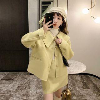 Set: Buttoned Jacket + Knit Skirt