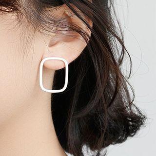 925 Sterling Silver Square Hoop Earring Silver - One Size