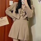 Bow Plaid Camisole Top / Mini Skirt / Cropped Blazer