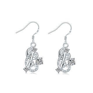 Fashion Elegant Geometric Earrings With Austrian Element Crystal Silver - One Size