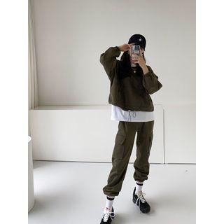 Set: Drawstring-hem Pullover + Jogger Pants