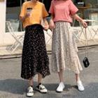 High-waist Floral A-line Midi Skirt