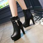 High Heel Bow Accent Ankle Boots
