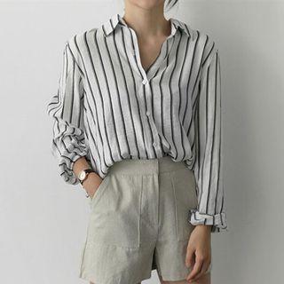 Long Sleeve Striped Boyfriend Shirt