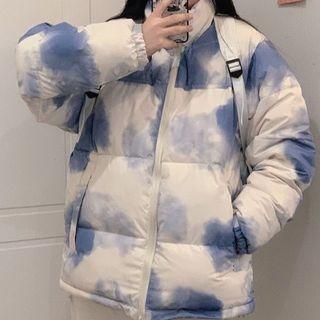 Padded Tie-dye Zip Jacket Blue - One Size