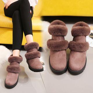 Hidden Wedge Furry-trim Ankle Snow Boots