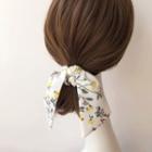 Floral Print Fabric Bow Hair Tie As Shown In Figure - One Size