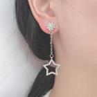 Non-matching Rhinestone Moon And Star Dangle Earring / Clip-on Earring