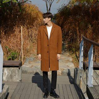 Notched-lapel Wool Blend Tailored Coat