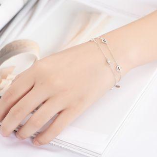 Rhinestone Heart Layered Bracelet As Shown In Figure - One Size