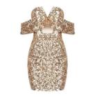 Off Shoulder Glitter Mini Dress