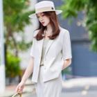 Short-sleeve Blazer / Camisole Top / Wide Leg Pants / Set