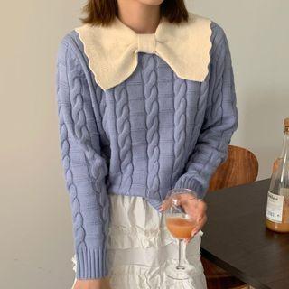 Bow-front Cable Knit Sweater