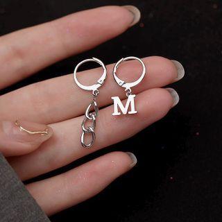 Asymmetrical Letter Chain Drop Earring 1 Pair - Asymmetric - Silver - One Size