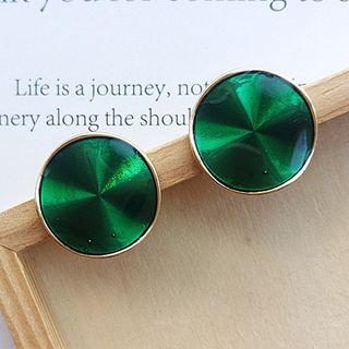 Retro Disc Earring E208 - 1 Pair - Green - One Size