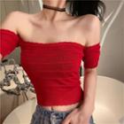 Off-shoulder Perforated Cropped Top