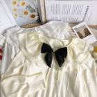 Patchwork Ribbon-accent Loose Shirt