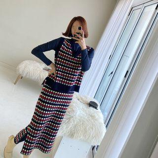 Pattern Knit Matching Vest & Skirt Set