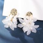 Resin Faux Pearl Flower Dangle Earring 1 Pair - Resin Faux Pearl Flower Dangle Earring - One Size