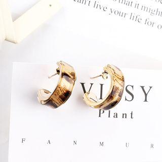 Acrylic Open Hoop Earring 180195-mn - Leopard - One Size
