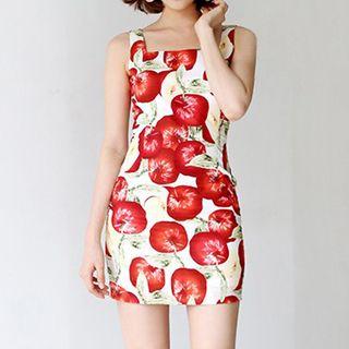Print Sleeveless Square Neck Sheath Minidress
